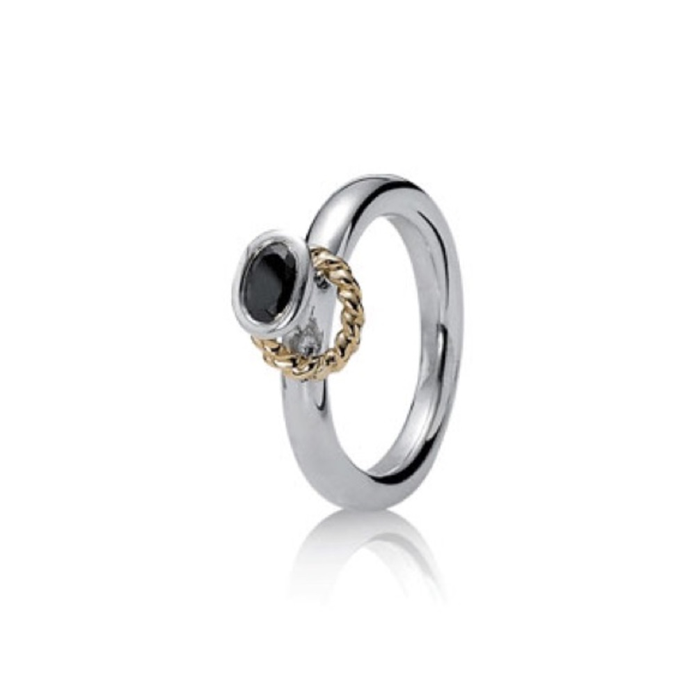 Authentic Pandora Black Halo Ring w/gold